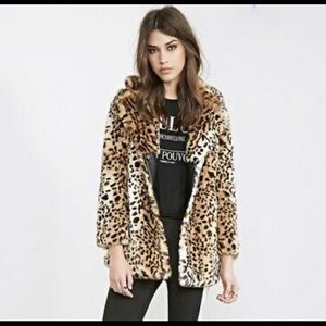 Leopard print fur coat